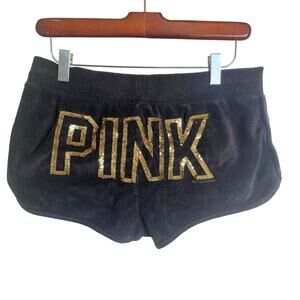Victoria's Secret Vintage 90s Y2K PINK Shorts Sz S Terry Cloth Sequin Micro Logo